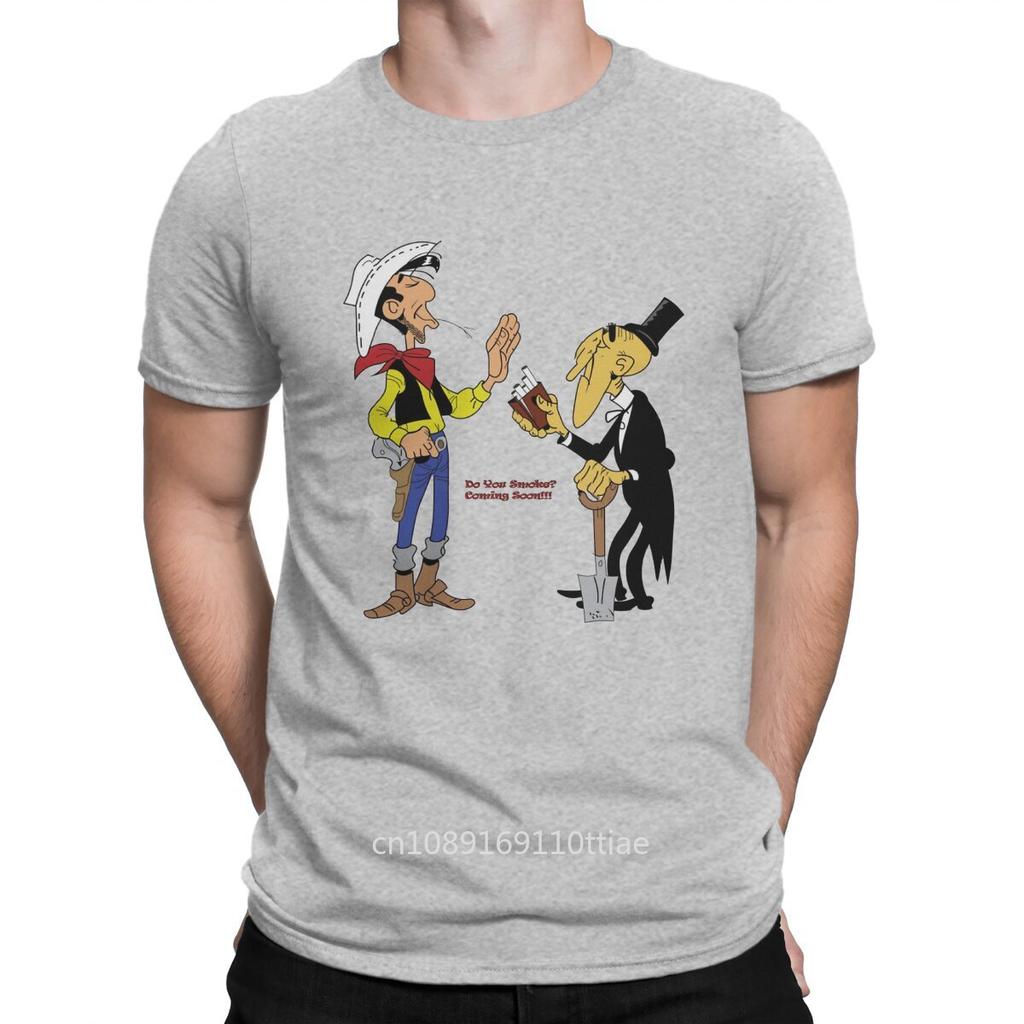 Lucky Luke And Undertaker Long Unique TShirt Lucky Luke Casual T Shirt Summer T-shirt For Adult