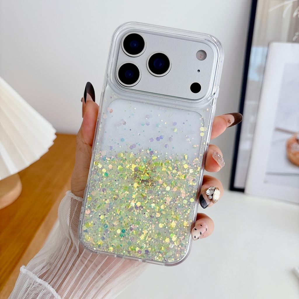 Custodia per Telefono Laccata con Stelle Laccate e Paillettes Scintillanti per iPhone 17 Air 16 15 14 13 12 11 Pro Max Plus Copertura Fosforescente