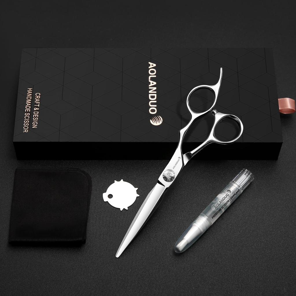 AOLANDUO Professional Hair Cutting Scissors Are 6 Inches and Have Very Sharp 440C Steel Hair Cutting Scissors Are Have Smooth Movements and Fine Come