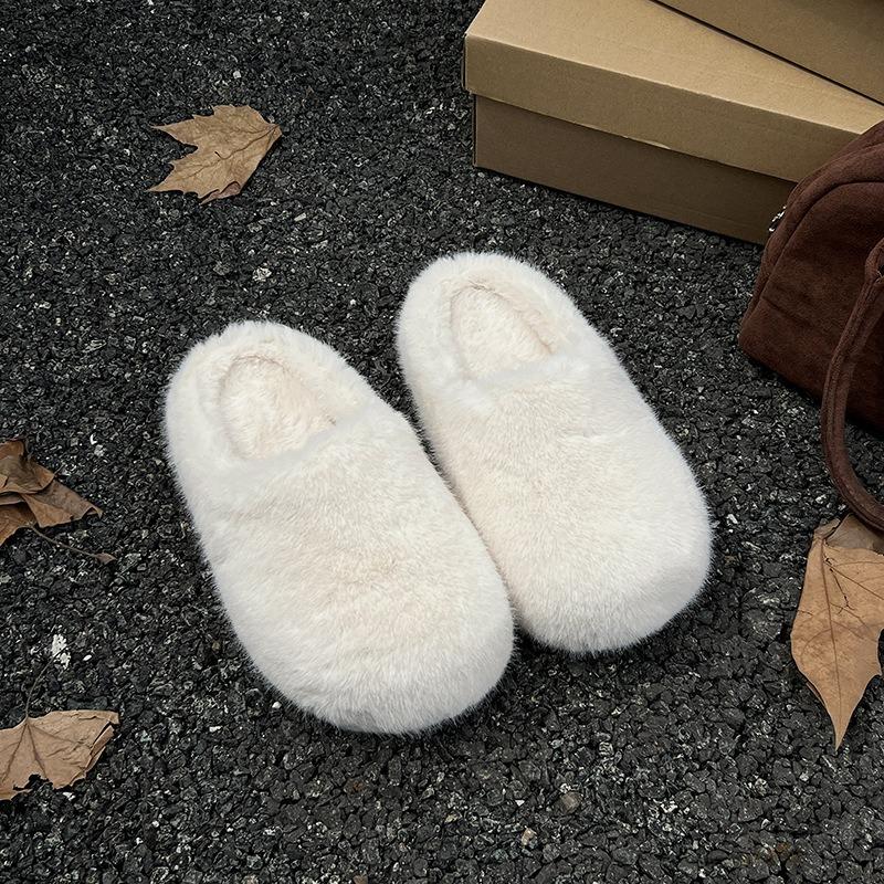 

Baotou fluffy slippers for women s new winter plush warm trendy home cotton slippers 40