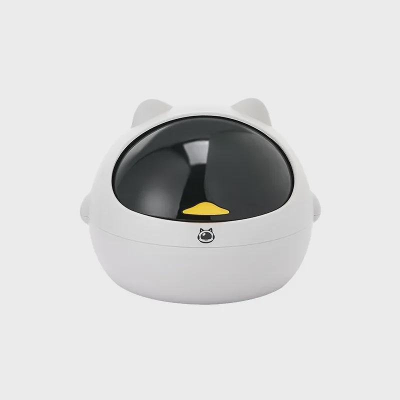 Home Cat-Shaped Desktop Trash Can with Lid for Office and Student Storage
