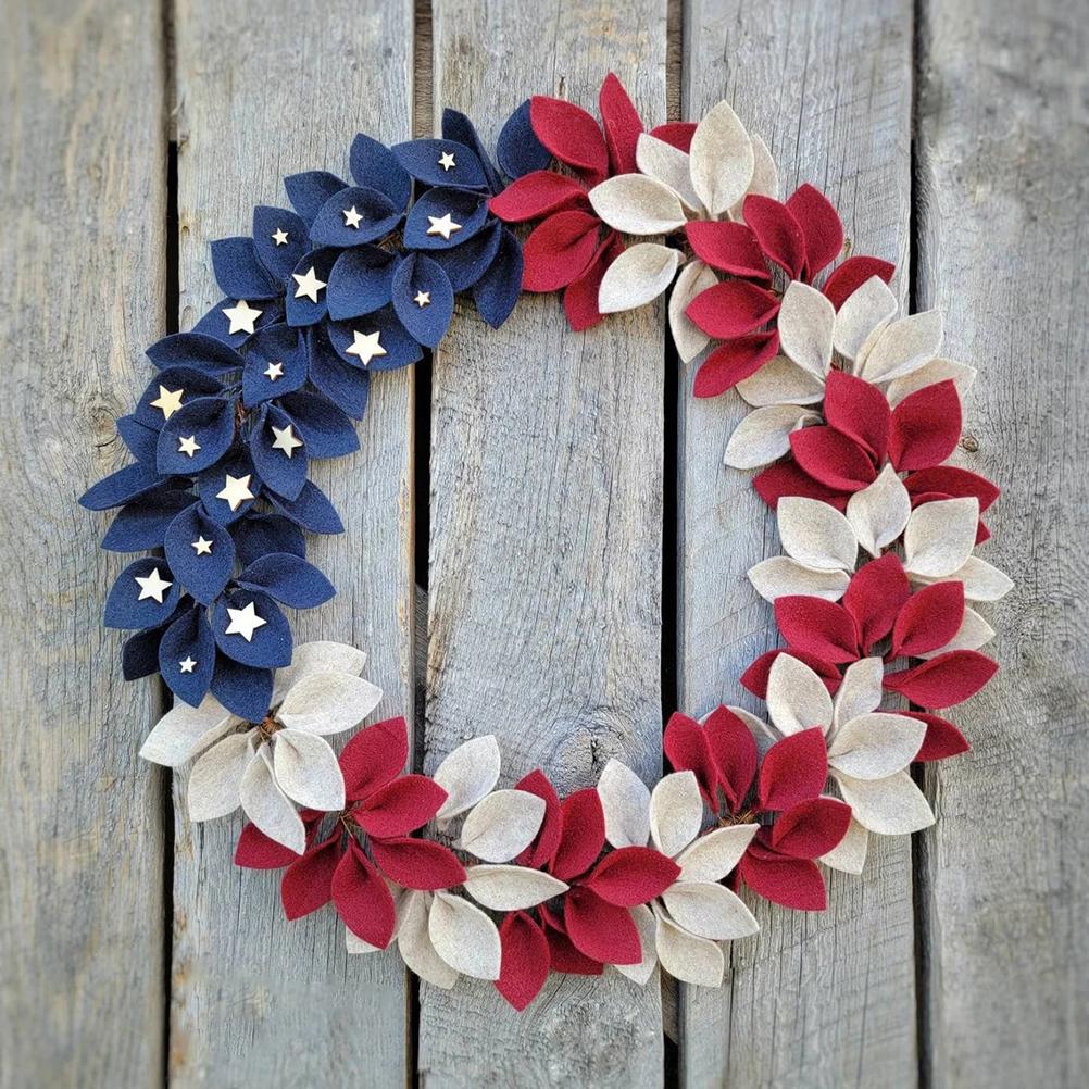 Independence Day Wreath for Front Door America Flag Patriotic Wreath 4th of July Patriotic Garland Home Office Wall