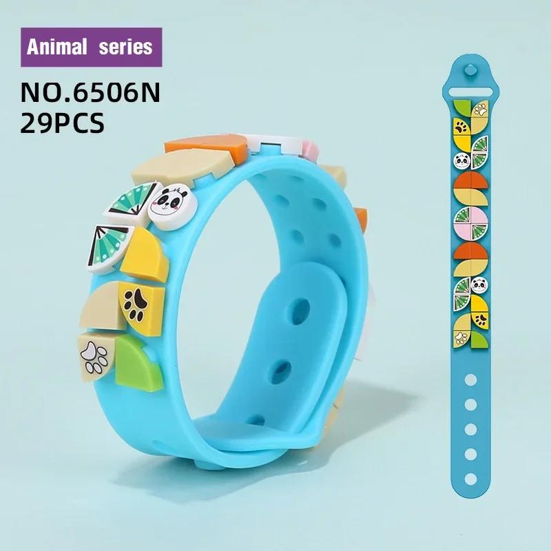 Non-Toxic 29Pcs Kids Building Blocks Silicone Bracelet Dots Diy Creative Craft Friendship Bracelet Making Kit For Kids Birthday Gift