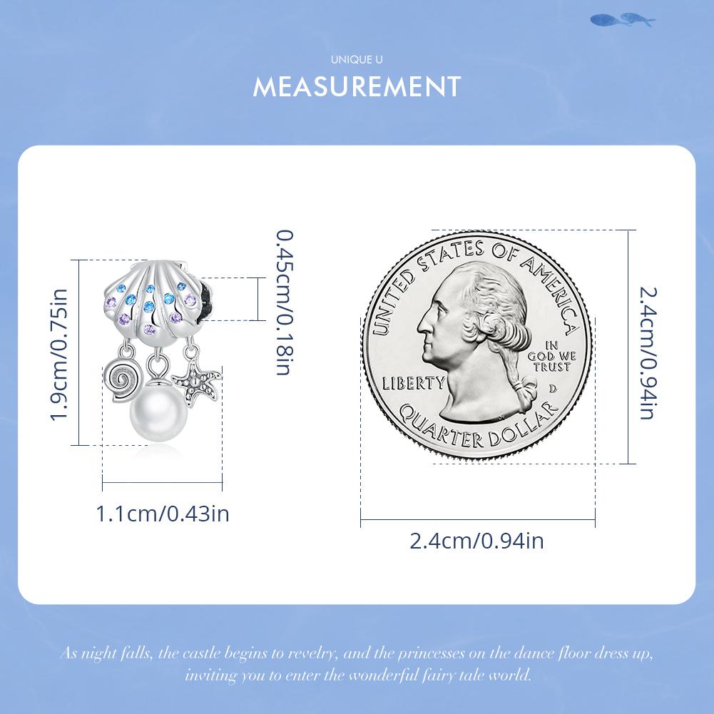 Bamoer 925 Sterling Silver Delicate Shell Pearl Pendant Fit DIY Charms Bracelet & Bangle Summer Beach Series Charms Fine Jewelry