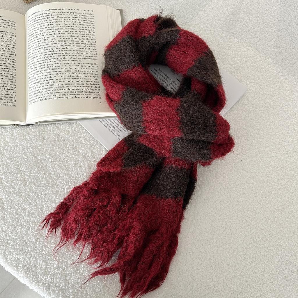 Winter Warm Long Tassel Striped Knitted Scarf Sweet and Cute Shawl Thick Warm Scarf