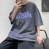 Fashionable Letter Printed T-shirts Summer Korean Short Sleeve Men's Clothing Young Style Casual Round Neck Chic Loose Pullovers