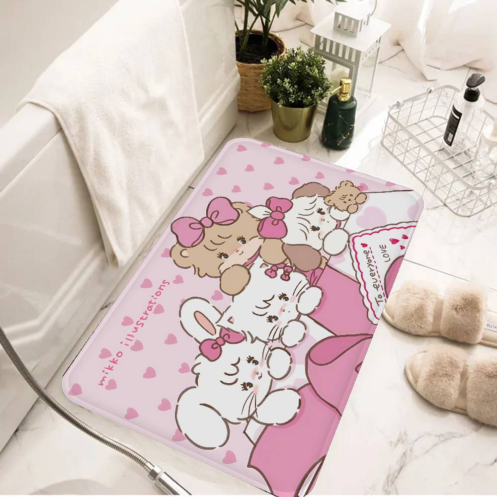 Cute Cartoon Mikko Cat Bathroom Mat Anti-slip Absorb Water Long Strip Cushion Bedroon Mat Hotel Decor Mat