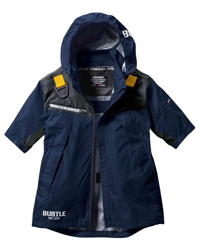 BURTLE Men's Short Sleeve Jacket AC1196 3.Navy XXL
