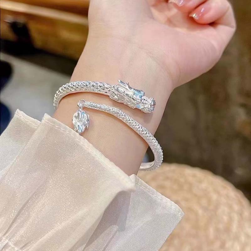 Fashion Chinese Style Zodiac Dragon Bangle Women Men New Year Lucky Charm Bracelet Friendship Amulet Jewelry Couple Gifts