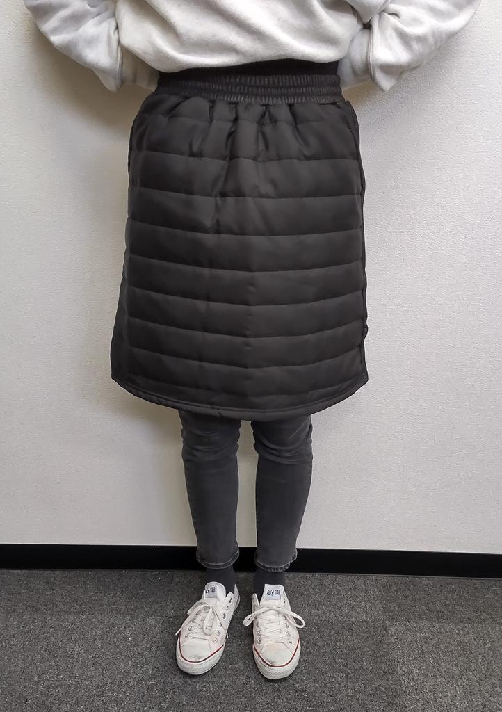 Onion Cross Quilted Warm and Fleece 50cm Length Black x Women's Skirt, Padded, Lining, (M, Black)