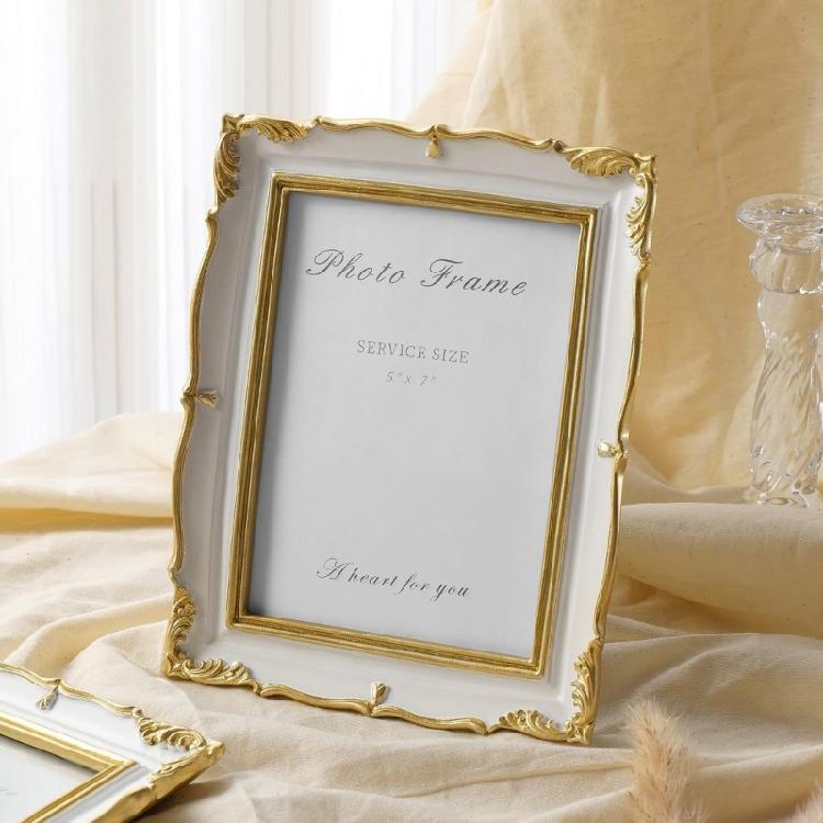 Antique Ornate Photo Frame with Floral Relief Vintage Picture Frame Wall and Tabletop Display for Home Decors Art Gallery