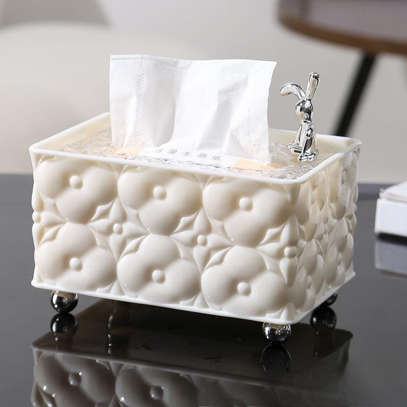 Jacquard Tissue Box Organizer Napkin Case Light Luxury Home Living Room Bedroom Coffee Table Tissue Storage Case Paper Holder