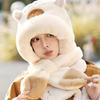 Thickened Capybara Hooded Scarf Set Soft Plush Plush Hat Scarf Set  Cycling Protection