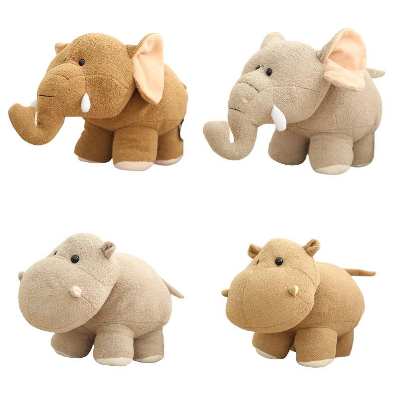 Realistic Hippo And Elephant Plush Toys For Kids' Birthday Gifts