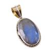 Natural Labradorite 925 Solid Sterling Silver Jewelry TwoTone Pendant 1.50" P2E73