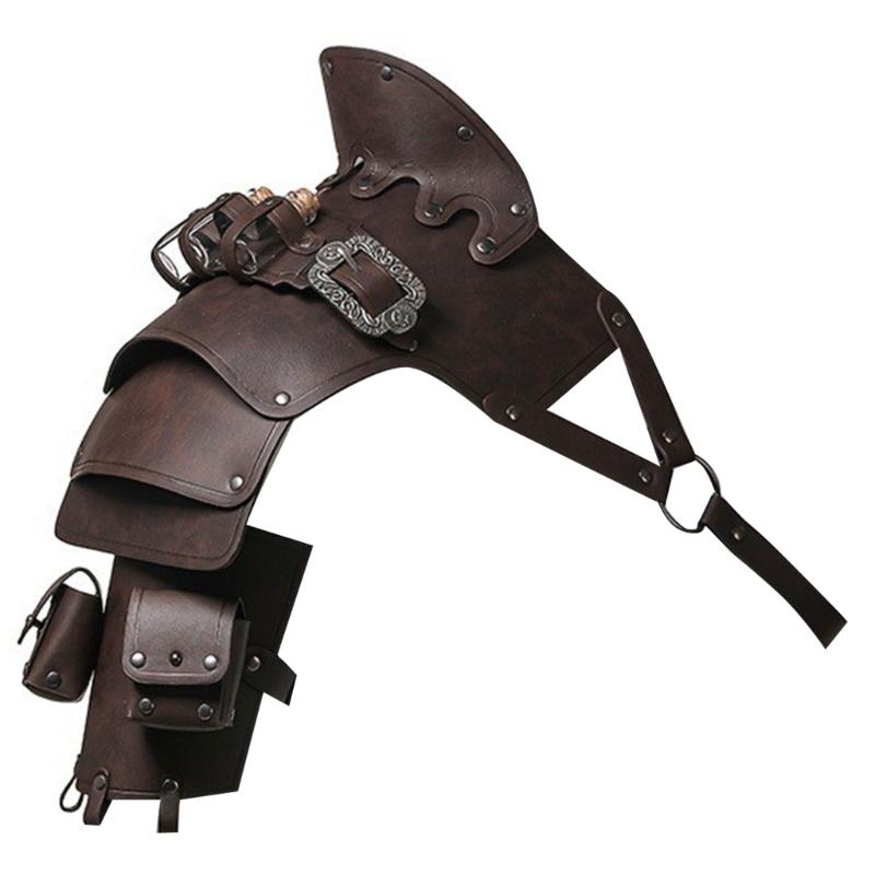 Vikinges Faux Leather Single Pauldron Shoulder Armour,Medieval Knight Shoulder Armour for LARP/Cosplay