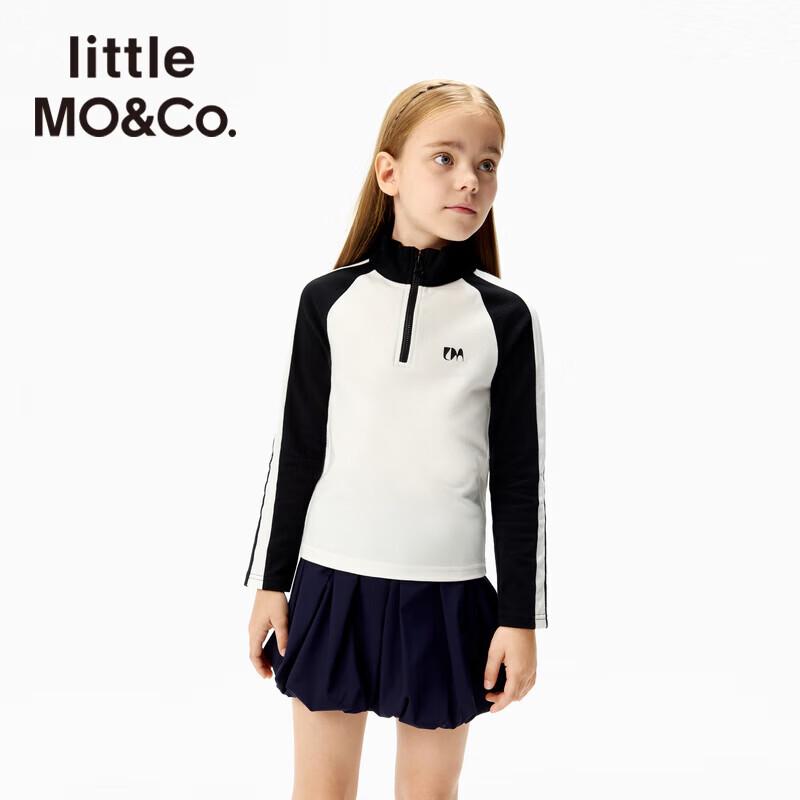 little MO&Co. Girls  3A Antibacterial Stand-up Collar Long Sleeve Top 120