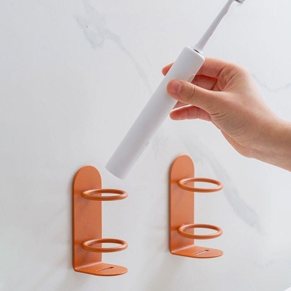 2Pcs Wall Mounted Electric Toothbrush Holder Iron Razor Shelf Toothbrush Organizer  Bathroom