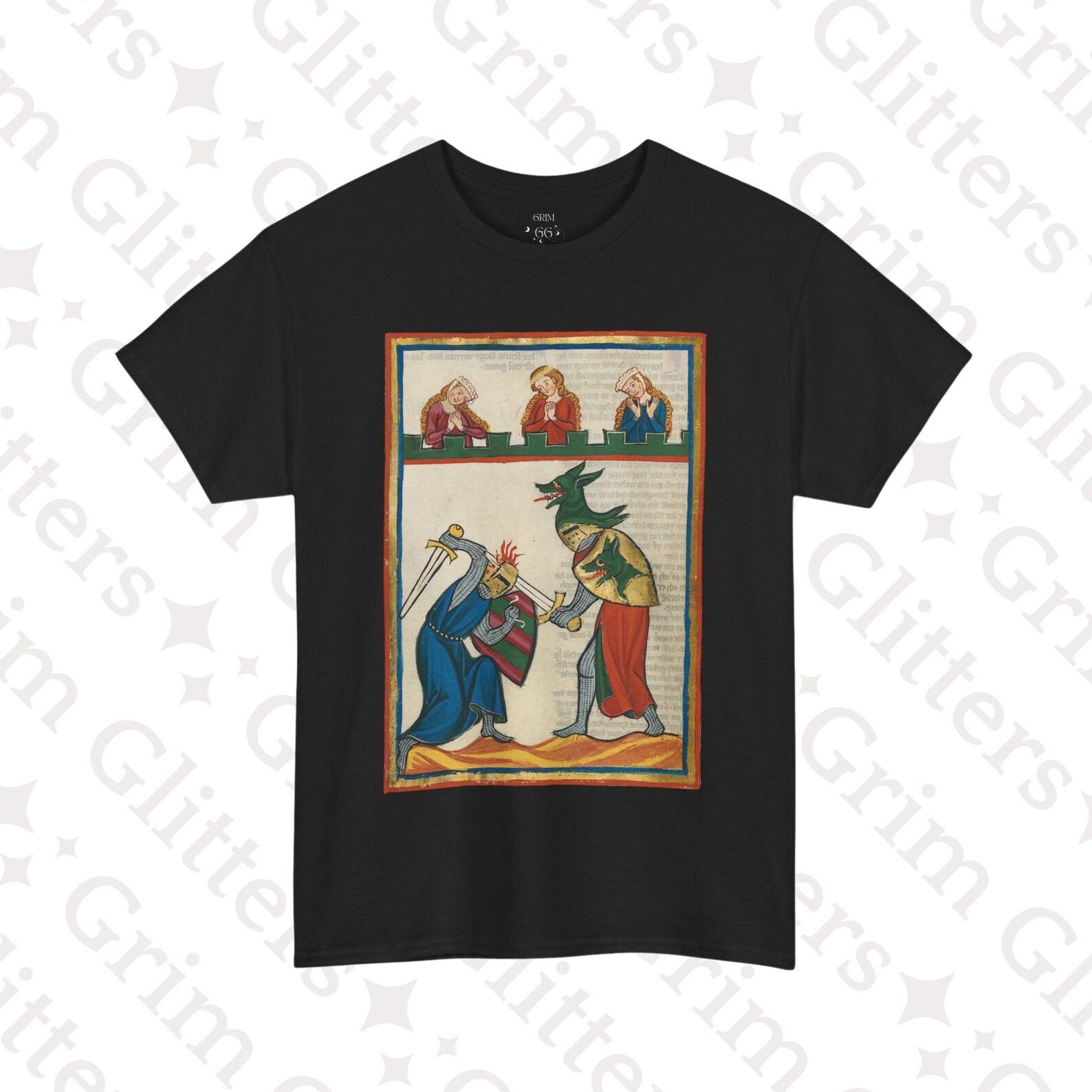 Dietmar der Setzer T-Shirt: Codex Manesse, Medieval Knight Tournament Art M