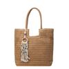 2025 new women's with fringed pendant woven fashion women's bag single shoulder tote bag large capacity bag