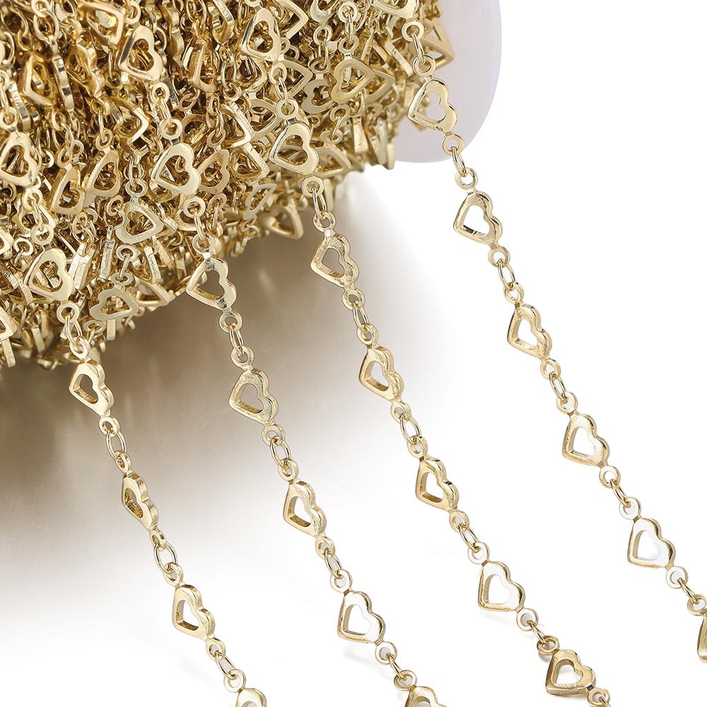 

1m Copper Chains Hollow Love Chain Heart-shaped Chain for DIY Waist Chain Bracelet Necklace Jewelry Making Accessories золотой