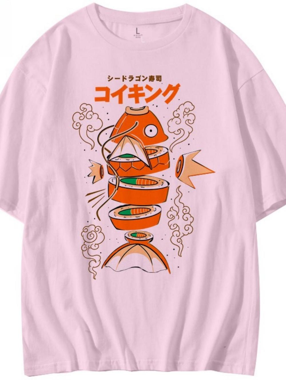Men s Tshirts Japanese-Style Carp 3D Print Short Sleeve T-Shirt Loose Men s Summer Trend Harajuku Top Casual Loose Men Clothing S