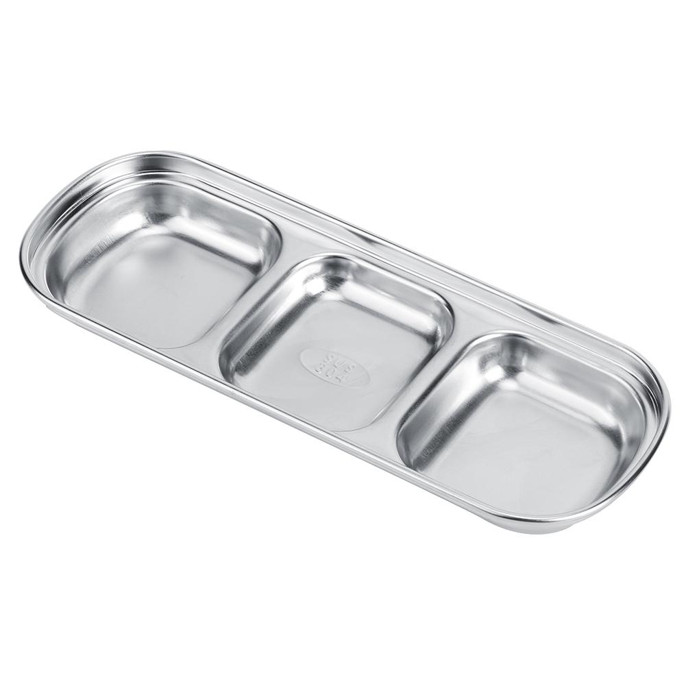 Edelstahl Drei Fächer Saucenschale Gewürzschale Snackteller Lebensmittel Dippschale für Zuhause Küche