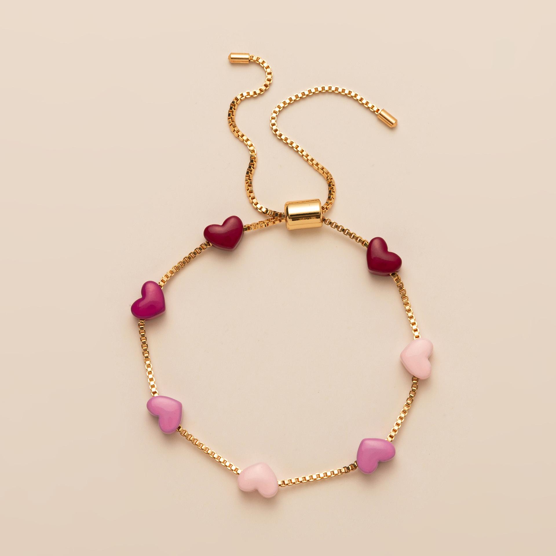 

Valentine S Day Children S Color Love Gradual Change Color Bracelet Fashion Cute Electroplated Real Gold Jewelry розовый