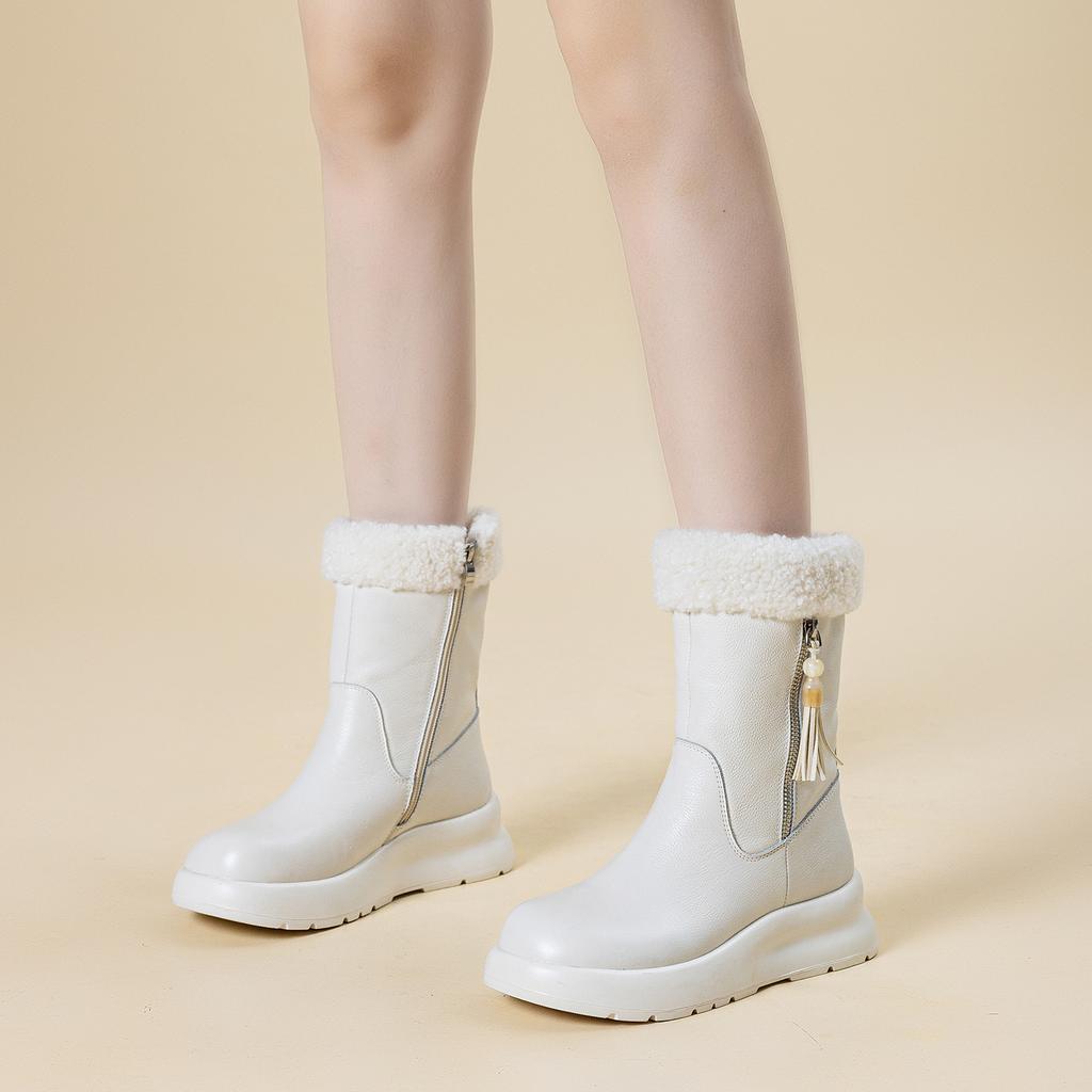 White snow boots women's new winter warm thick-soled piled thickened short boots plush thin non-slip cotton boots