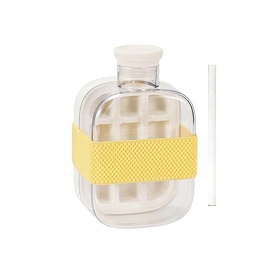 Portable Ice Maker Bottle in 1 Ice with Straw 2 Cube Tray 500ML