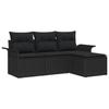 Canapé de Jardin 4 pièces vidaXL avec Coussins Noir Poly Rattan, Canapé Jardin 2 places vidaXL avec Rangement et Coussins 3353982