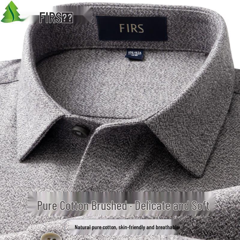 Camisa de Manga Larga FIRS para Hombre de Algodón Cepillado Fácil Cuidado