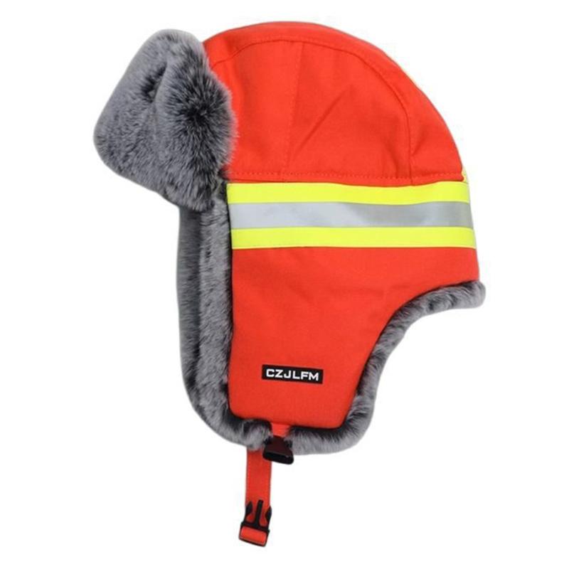 Reflektierende Winter-Trappermütze zum Radfahren Hohe Sichtbarkeit Warm Thermisch Fellige Ohrenklappen Mützen mit Abnehmbarer Brille