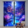 Set Of 2 Fantasy Landscape Curtain Bedroom Moonlight Mountain Castle Water Floral Room Decor Nature Aesthetic Living For Made Polyester