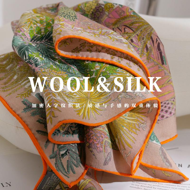 70% wool 30% Real Silk Scarf for Women Shawls Wraps Foulard high quality Scarves Pashmina Female Hijab Bandana bufanda Poncho
