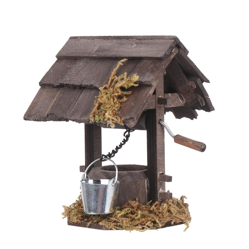1/12 Scale Miniature Manger Figurine Wood Scene Model Dollhouse Well Latrine Fairy Garden Ornament Decoration