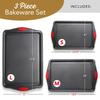 Carbon Steel Non-Stick Oven Bakeware Set with Red Silicone Handles Commercial-Grade