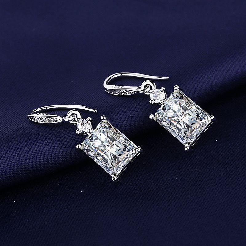 Fine Jewelry 925 Sterling Silver Earrings Inlaid with Zircon Crystal Flower Earrings Charm Jewelry for Women Gift Engagement
