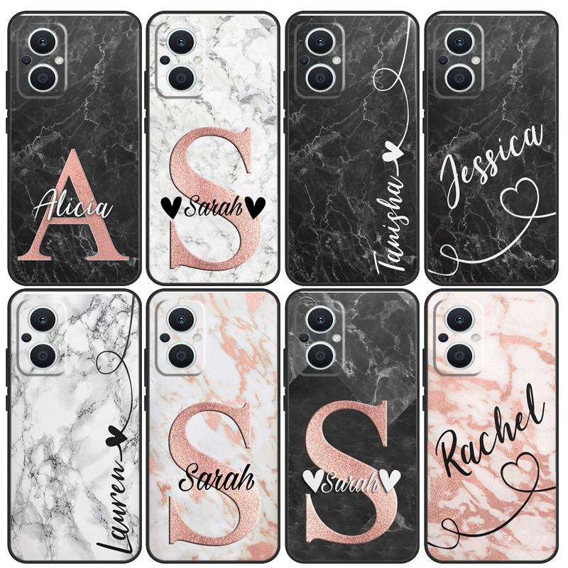 PERSONALISED INITIALS MARBLE Case For OPPO Find X5 X6 Pro X2 Lite X3 Neo OPPO Reno 8T 10 5Z 2Z 4Z 4 5 6 7 8 Lite Coque