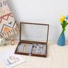 Chic Wood Earring Holder with Lid Wood Jewelry Collection Box with Partitions and Lid Elegant Presentation Tray