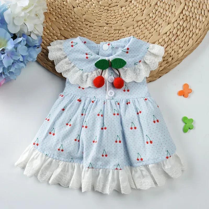 

Small Dog Pets Clothes Summer Dog Dress Cute Cherry Puppy Skirt Tutu Yorkshire Bichon Poodle Pomeranian Schnauzer Pet Clothing XS（old） синій