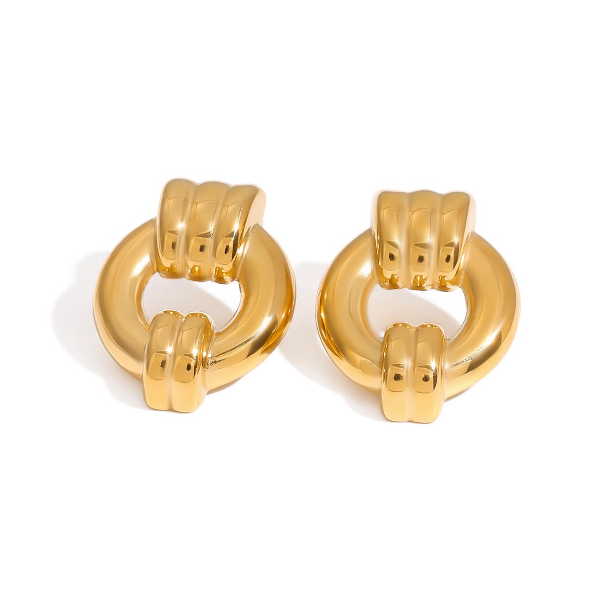 

Yori Glossy Line Door Handle Earrings 2025 Personality Fashion Waterproof Eye-catching 18K PVD Plated Jewelry золотистый
