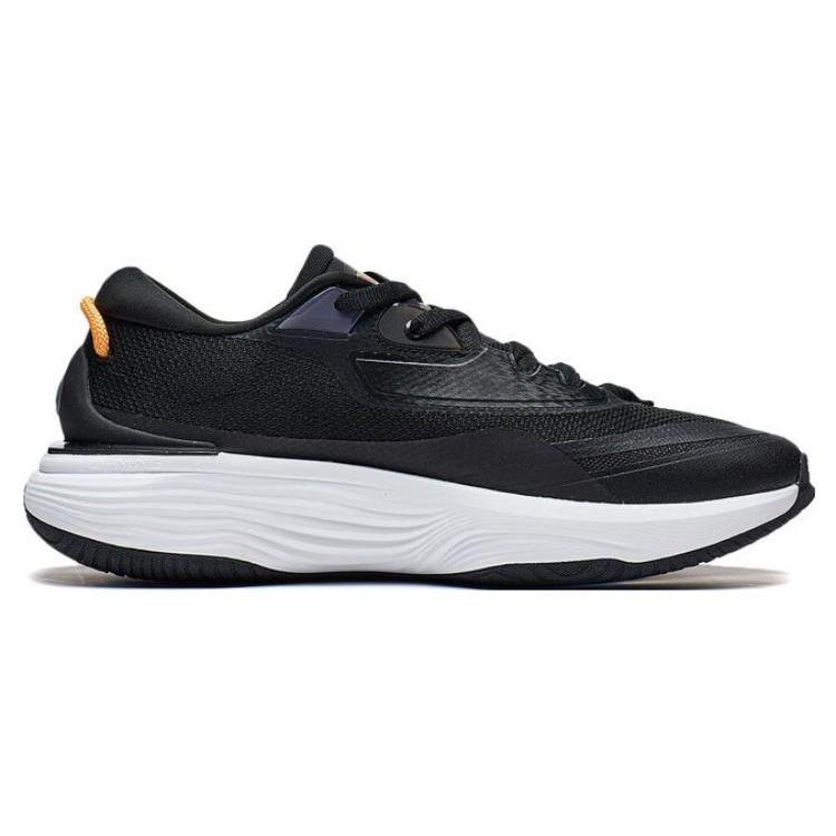 Li Ning SOFT WARM Cushioning, Wear Resistant Low top Casual Shoes Men's Black Orange AGLT121-1