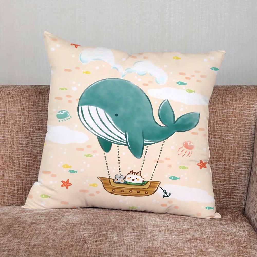 Whale Pillow Case Pillowcase Home Sofa Cushions Car Cushions Pillowcover Office Pillowshell Pillow