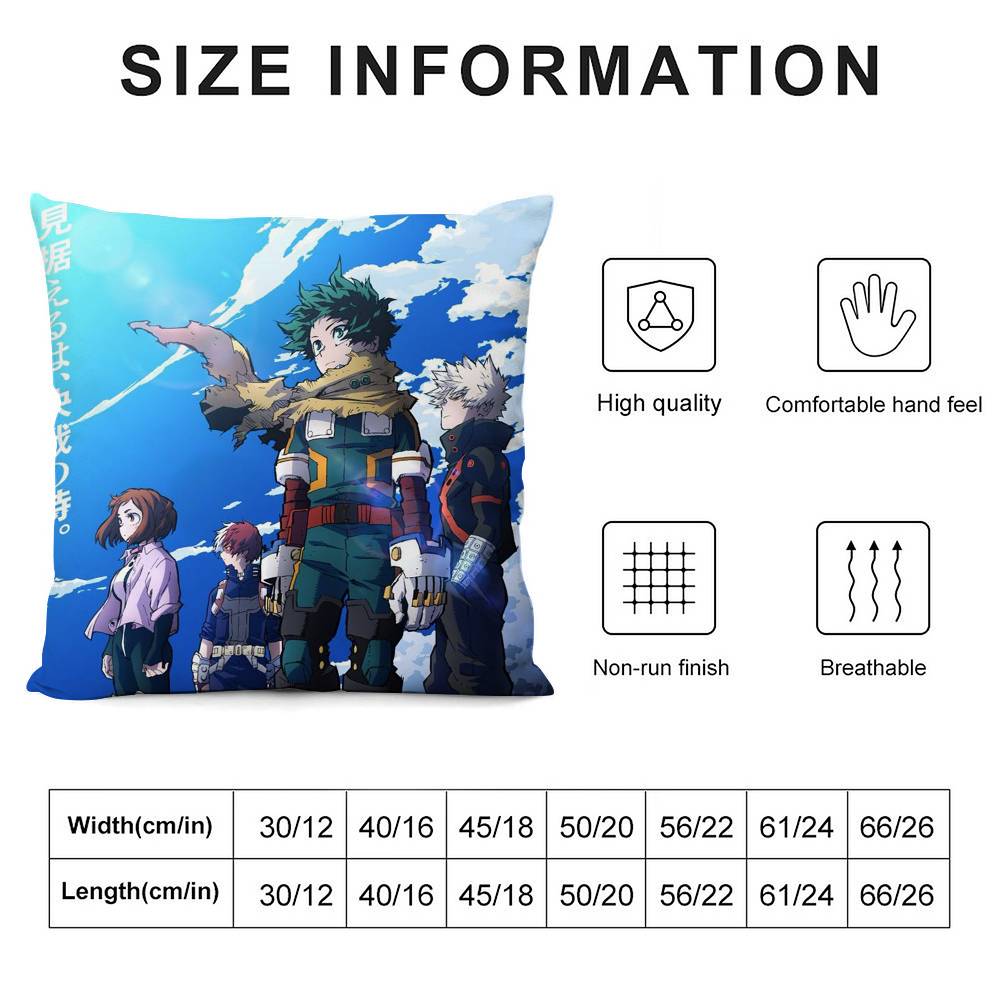 M-My Hero Academias Pillow Case Plush Fabric Soft Double Sided Print Sofa Cushion Cover Throw Pillow Covers