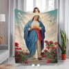 Virgin Mary Flannel Blanket - Knitted Polyester Soft Lightweight, Digital Print Religious Theme, All-Season Machine Washable