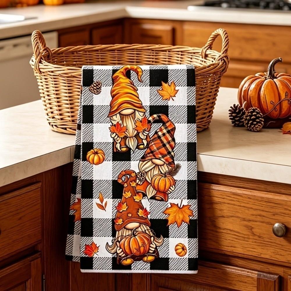 2Pcs Soft Absorbent Kitchen Hand Towels Maple Leaf Hello Pumpkin Kitchen Towel  Bathroom