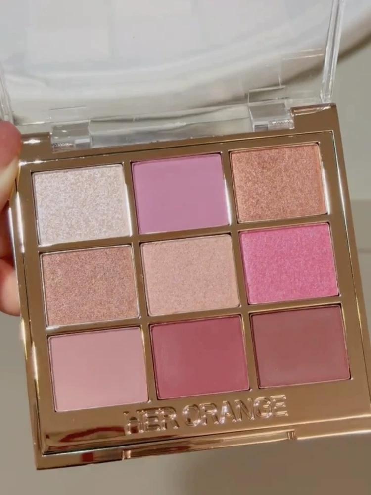 Herorange Pink Mist Dream Nine-Color Eyeshadow Palette Matte Smoky Pink Series Fine Shimmer Pearlescent Brightening Young Girl Makeup