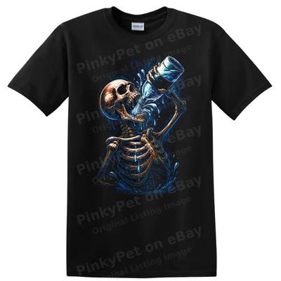 Kostlivec Pijící Vodu Vtipné Grafické Tričko Cool Umělecký Design Tričko