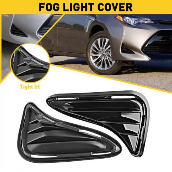 2X Fog Light Cover Set For 2017- Toyota Corolla Front Left Right Gloss Black